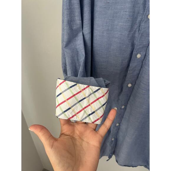 TailorByrd Long Sleeve Button Down Shirt Collar Pocket Flip Cuff Blue 2XLT - Picture 5 of 10